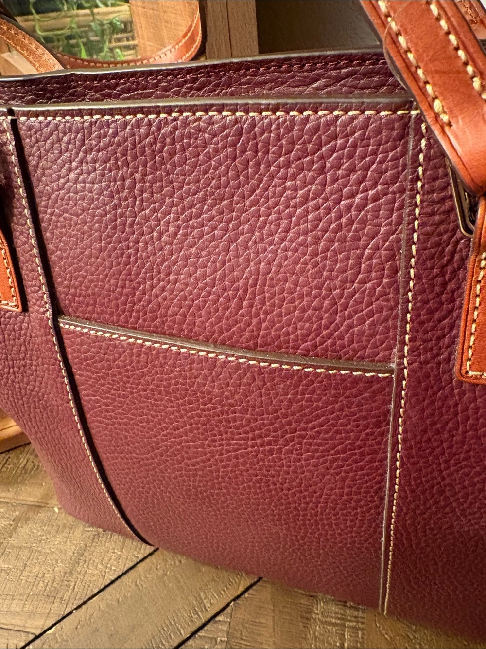 Dooney & Bourke Pebble Grain Shopper Tote Burgundy Wine Leather NWOT - Picture 7 of 12